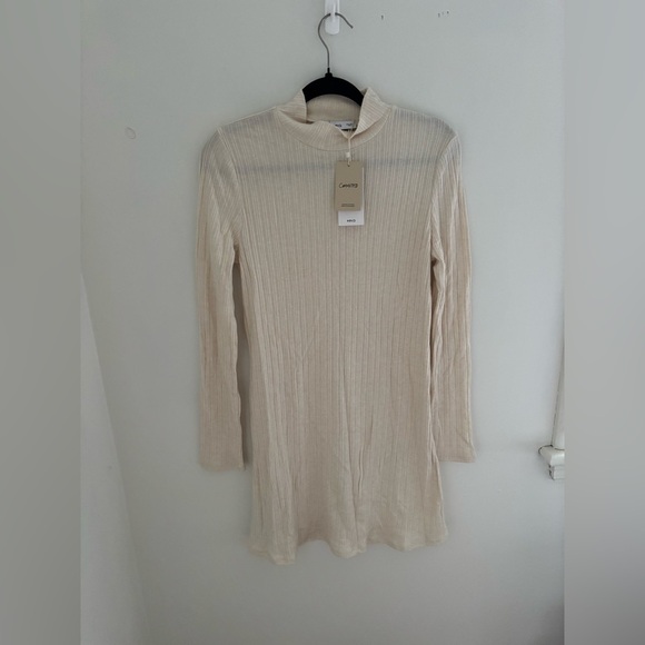 Mango Knitted Fall Mini Dress  in Cream Colour NWT - Picture 7 of 8